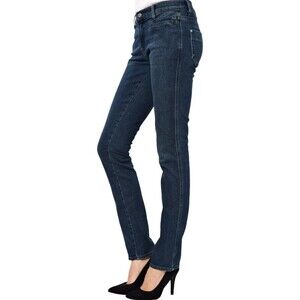 MiH Womens 26 Oslo Jean Mid Rise Long Slim Leg Dark Wash